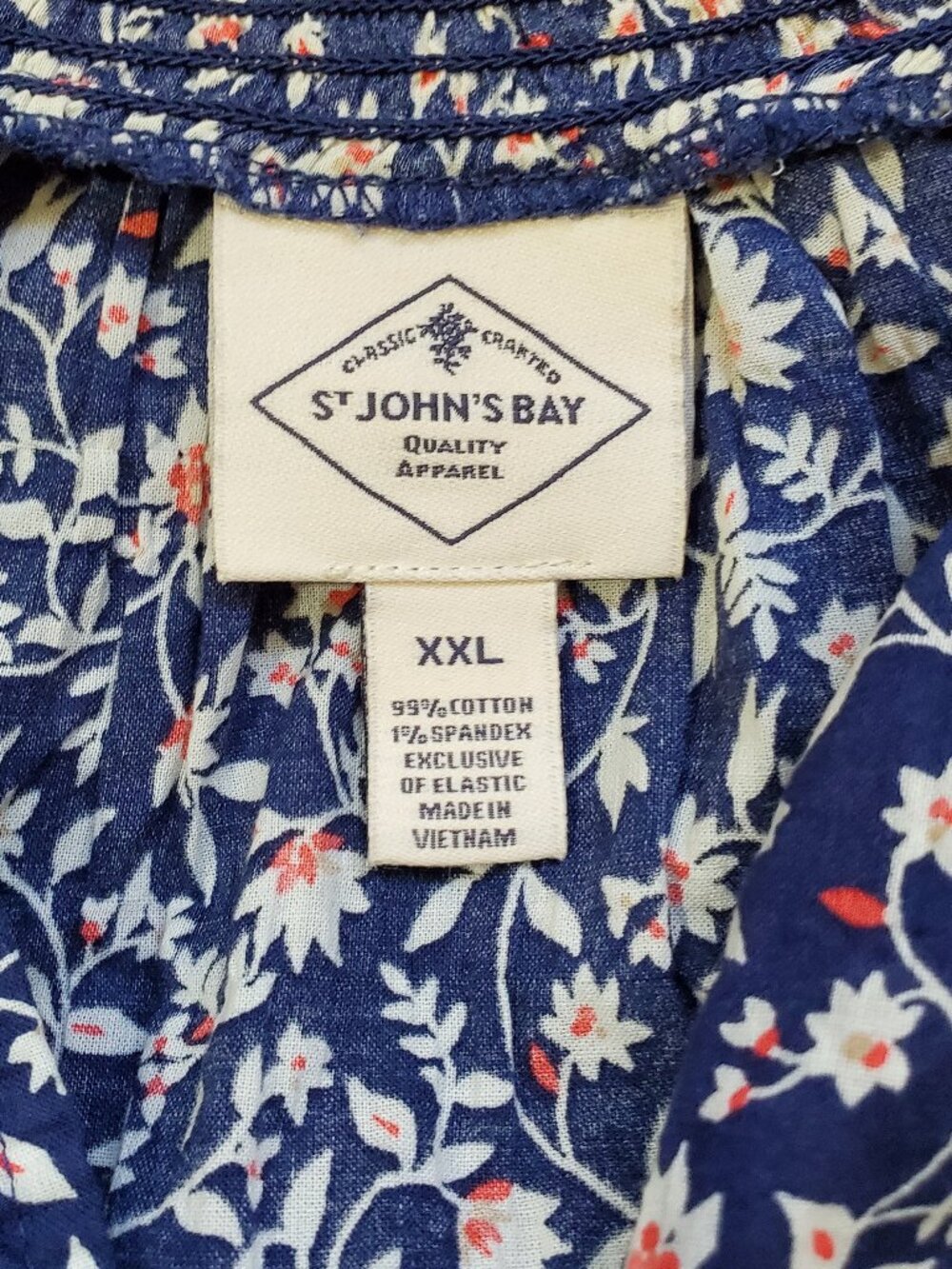 St John's Bay Navy Floral Long Sleeve Peasant Top XXL - Picture 3 of 5
